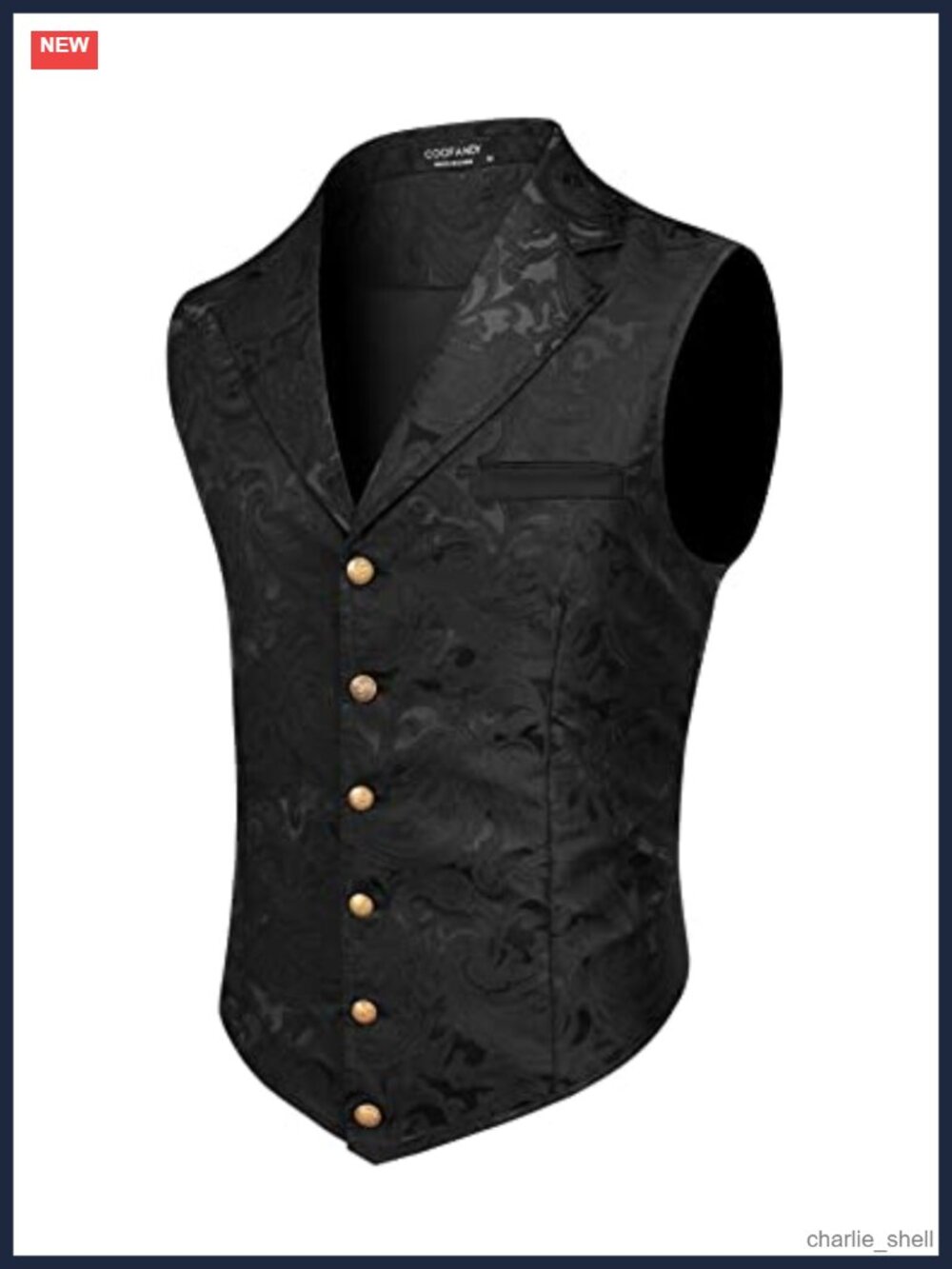 COOFANDY Men's Paisley Jacquard Suit Vest Notch Lapel Slim Fit Formal Waistcoat